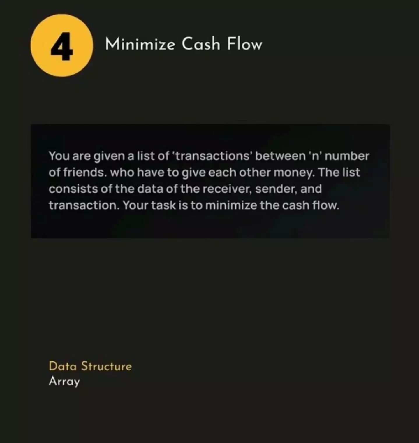 minimize cash flow interview questions with solution